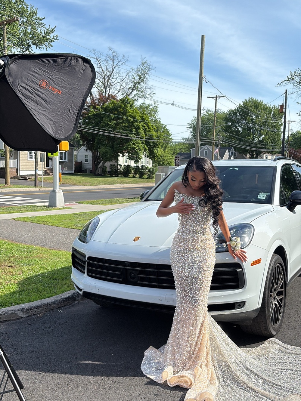 Custom made embellished prom dress
